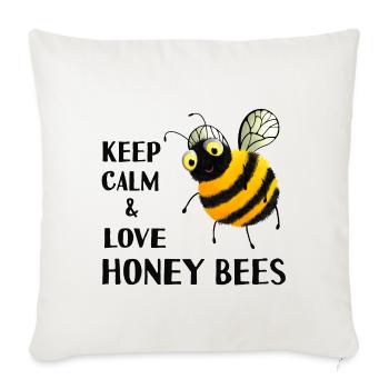 Bees - Keep calm and love honey bees - Sofa pillowcase 17,3'' x 17,3'' (45 x 45 cm) - natural white - Front