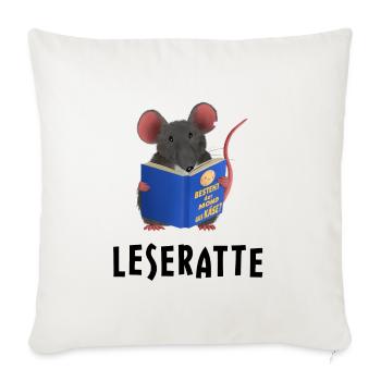 Leseratte / Bücherwurm - Sofakissenbezug 45 x 45 cm - Naturweiß  - Vorne