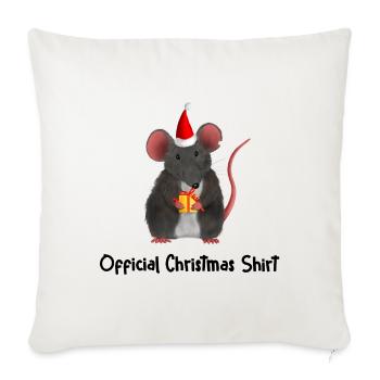 souris rat - Chemise de Noël officielle - Housse de coussin décorative 45 x 45 cm - blanc nature - Devant