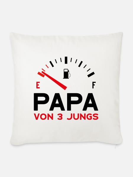 PAPA DREI JUNGEN VATER 3 SÖHNE VATERTAG - Sofakissenbezug 45 x 45 cm - Naturweiß 