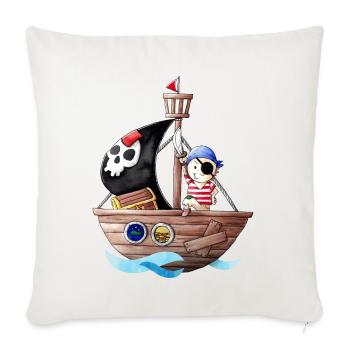 Petit pirate avec son bateau - Housse de coussin décorative 45 x 45 cm - blanc nature - Devant