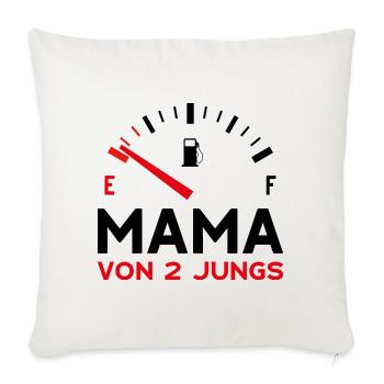 MAMA 2 SÖHNE MUTTERTAG MUTTER ZWEI JUNGEN - Sofakissenbezug 45 x 45 cm - Naturweiß  - Vorne