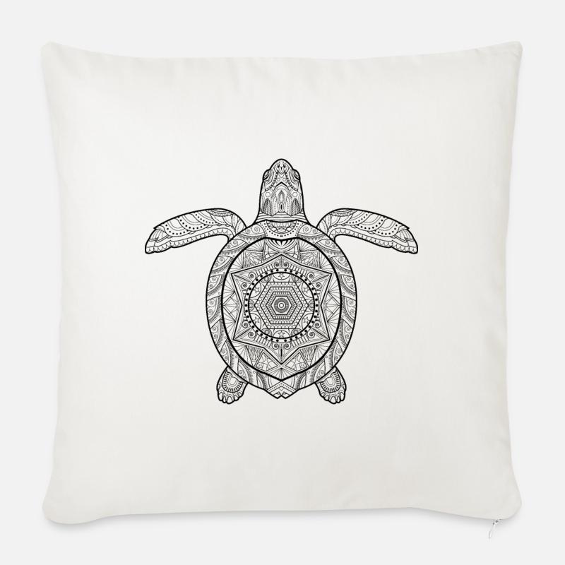 Schildkröte Mandala Turtle Kunst Abstrakt - Sofakissenbezug 45 x 45 cm - Naturweiß 