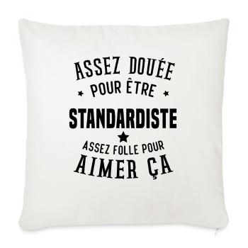 Assez douée pour être standardiste assez folle - Housse de coussin décorative 45 x 45 cm - blanc nature - Devant