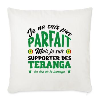 je supporte les lion de la teranga. Sénégal - Housse de coussin décorative 45 x 45 cm - blanc nature - Devant