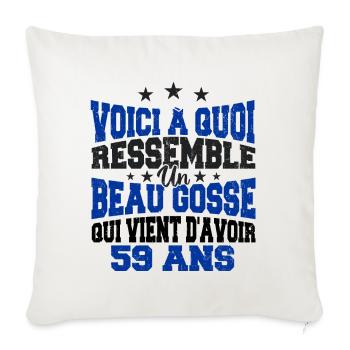 Voici à Quoi Ressemble Un BeauGosse 59 ans, Cadeau - Housse de coussin décorative 45 x 45 cm - blanc nature - Devant
