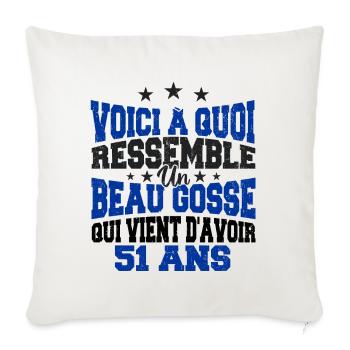 Voici à Quoi Ressemble Un BeauGosse 51 ans, Cadeau - Housse de coussin décorative 45 x 45 cm - blanc nature - Devant