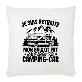 Je suis retraité et piloter un camping-car Cadeau - Housse de coussin décorative 45 x 45 cm - blanc nature - Devant