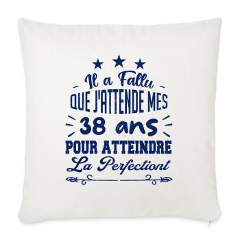 38 ans / perfection - Housse de coussin décorative 45 x 45 cm - blanc nature - Devant
