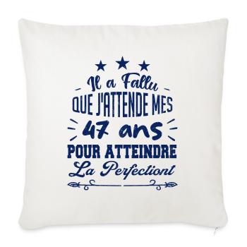 47 ans / perfection - Housse de coussin décorative 45 x 45 cm - blanc nature - Devant