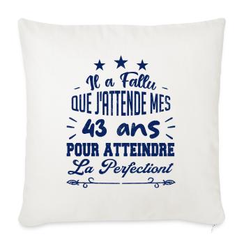 43 ans / perfection - Housse de coussin décorative 45 x 45 cm - blanc nature - Devant