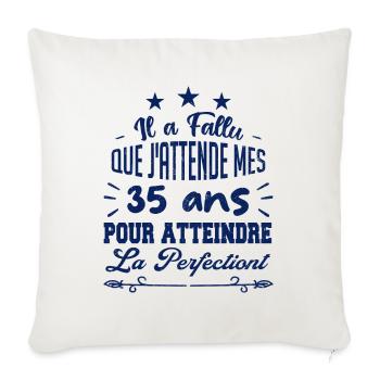 35 ans / perfection - Housse de coussin décorative 45 x 45 cm - blanc nature - Devant
