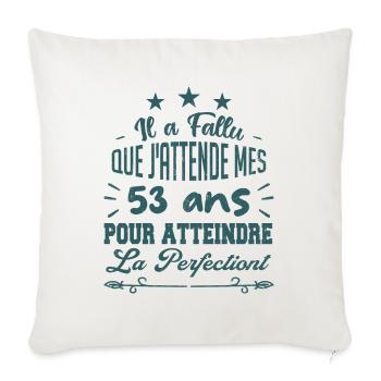 53 ans / perfection - Housse de coussin décorative 45 x 45 cm - blanc nature - Devant