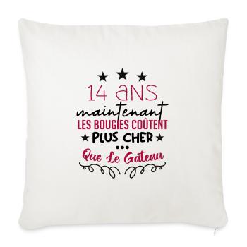 humour anniversaire 14 ans - Housse de coussin décorative 45 x 45 cm - blanc nature - Devant