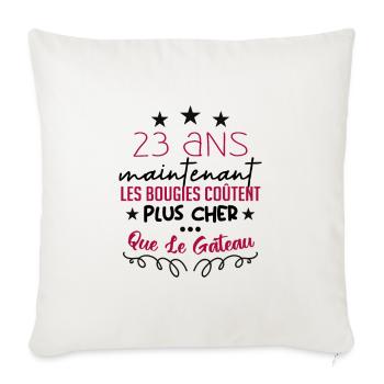 humour anniversaire 23 ans - Housse de coussin décorative 45 x 45 cm - blanc nature - Devant