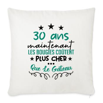 humour anniversaire 30 ans - Housse de coussin décorative 45 x 45 cm - blanc nature - Devant