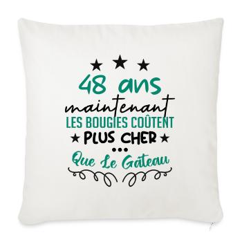 humour anniversaire 48 ans - Housse de coussin décorative 45 x 45 cm - blanc nature - Devant