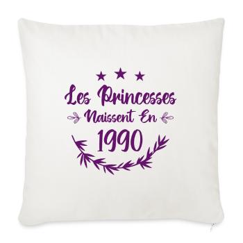 Les princesses naissent en 1990 - Housse de coussin décorative 45 x 45 cm - blanc nature - Devant