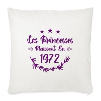 Les princesses naissent en 1972 - Housse de coussin décorative 45 x 45 cm - blanc nature - Devant