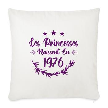 Les princesses naissent en 1976 - Housse de coussin décorative 45 x 45 cm - blanc nature - Devant