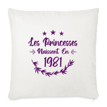 Les princesses naissent en 1981 - Housse de coussin décorative 45 x 45 cm - blanc nature - Devant