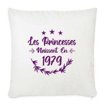 Les princesses naissent en 1979 - Housse de coussin décorative 45 x 45 cm - blanc nature - Devant