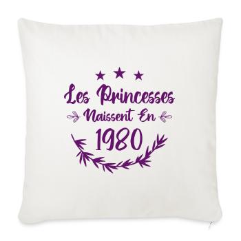 Les princesses naissent en 1980 - Housse de coussin décorative 45 x 45 cm - blanc nature - Devant