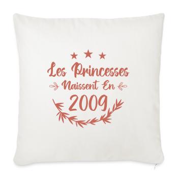 Les princesses naissent en 2009 - Housse de coussin décorative 45 x 45 cm - blanc nature - Devant