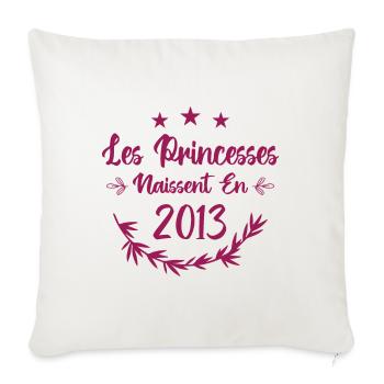 Les princesses naissent en 2013 - Housse de coussin décorative 45 x 45 cm - blanc nature - Devant