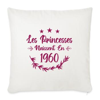 Les princesses naissent en 1960 - Housse de coussin décorative 45 x 45 cm - blanc nature - Devant