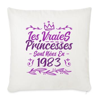Les Vraies Princesses Sont Nées En 1983 - Housse de coussin décorative 45 x 45 cm - blanc nature - Devant