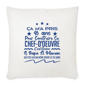 Cadeau anniversaire 46 ans humour merci papa maman - Housse de coussin décorative 45 x 45 cm - blanc nature - Devant
