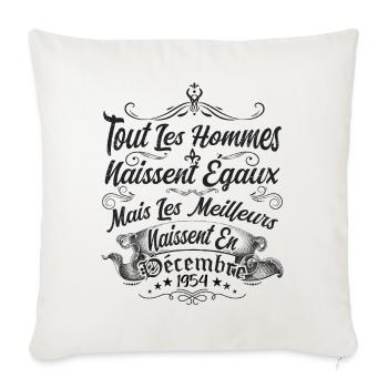 les meilleurs naissent en décembre / Décembre 1954 - Housse de coussin décorative 45 x 45 cm - blanc nature - Devant