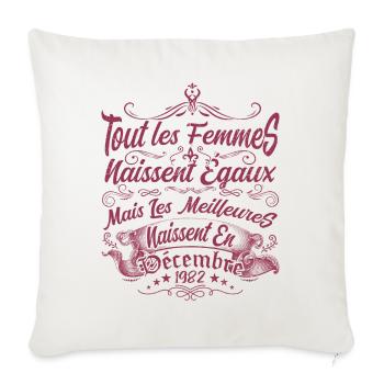 les meilleures naissent en décembre, Décembre 1982 - Housse de coussin décorative 45 x 45 cm - blanc nature - Devant