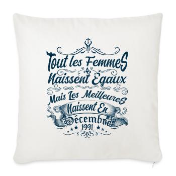 les meilleures naissent en décembre, Décembre 1991 - Housse de coussin décorative 45 x 45 cm - blanc nature - Devant