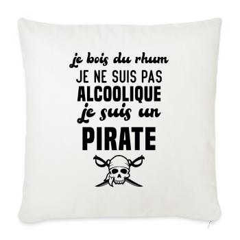 Je ne suis pas alcoolique je suis un pirate - Housse de coussin décorative 45 x 45 cm - blanc nature - Devant