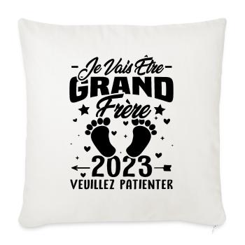 Je Vais Être Grand Frère en 2023 - Housse de coussin décorative 45 x 45 cm - blanc nature - Devant