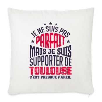Cadeau Supporter de Toulouse Foot - Housse de coussin décorative 45 x 45 cm - blanc nature - Devant