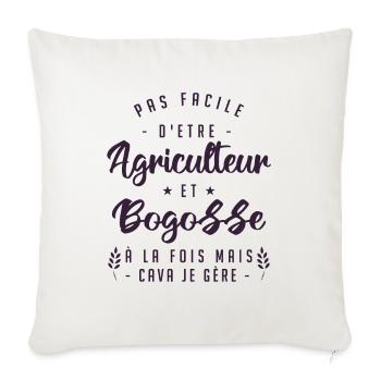 Agriculteur Bogosse Humour | cadeau d'anniversaire - Housse de coussin décorative 45 x 45 cm - blanc nature - Devant