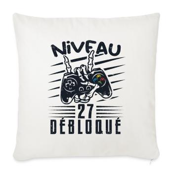 Niveau 27 Débloqué | cadeau de joueur - Housse de coussin décorative 45 x 45 cm - blanc nature - Devant