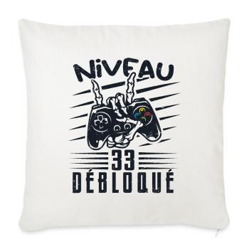 Niveau 33 Débloqué | cadeau de joueur - Housse de coussin décorative 45 x 45 cm - blanc nature - Devant