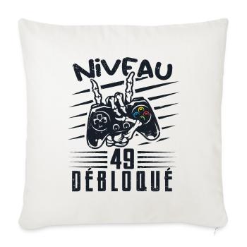 Niveau 49 Débloqué | cadeau de joueur - Housse de coussin décorative 45 x 45 cm - blanc nature - Devant