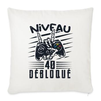 Niveau 40 Débloqué | cadeau de joueur - Housse de coussin décorative 45 x 45 cm - blanc nature - Devant
