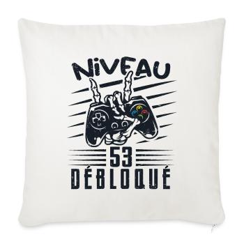 Niveau 53 Débloqué | cadeau de joueur - Housse de coussin décorative 45 x 45 cm - blanc nature - Devant