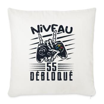 Niveau 55 Débloqué | cadeau de joueur - Housse de coussin décorative 45 x 45 cm - blanc nature - Devant