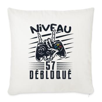 Niveau 57 Débloqué | cadeau de joueur - Housse de coussin décorative 45 x 45 cm - blanc nature - Devant