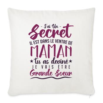 Tu as deviné je vais être grande soeur | Humour - Housse de coussin décorative 45 x 45 cm - blanc nature - Devant