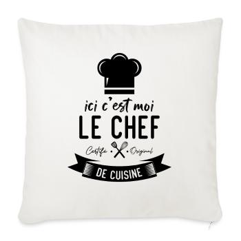 Ici c'est moi le chef certifié original de cuisine - Housse de coussin décorative 45 x 45 cm - blanc nature - Devant