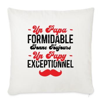 Papa Formidable donne toujours Papy Exceptionnel - Housse de coussin décorative 45 x 45 cm - blanc nature - Devant