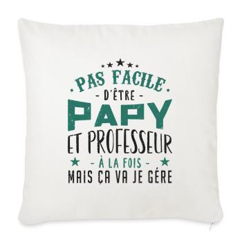 Papy et professeur | cadeau - Housse de coussin décorative 45 x 45 cm - blanc nature - Devant